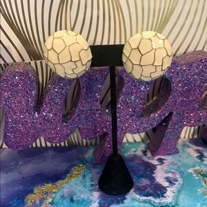 Vintage Cream Textured Button Style Earrings